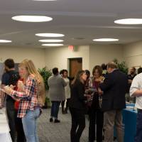 Students interact with faculty and staff at the student resource fair